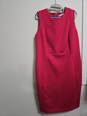 Calvin Klein Fuchsia Sleeveless Sheath Scuba Midi Dress